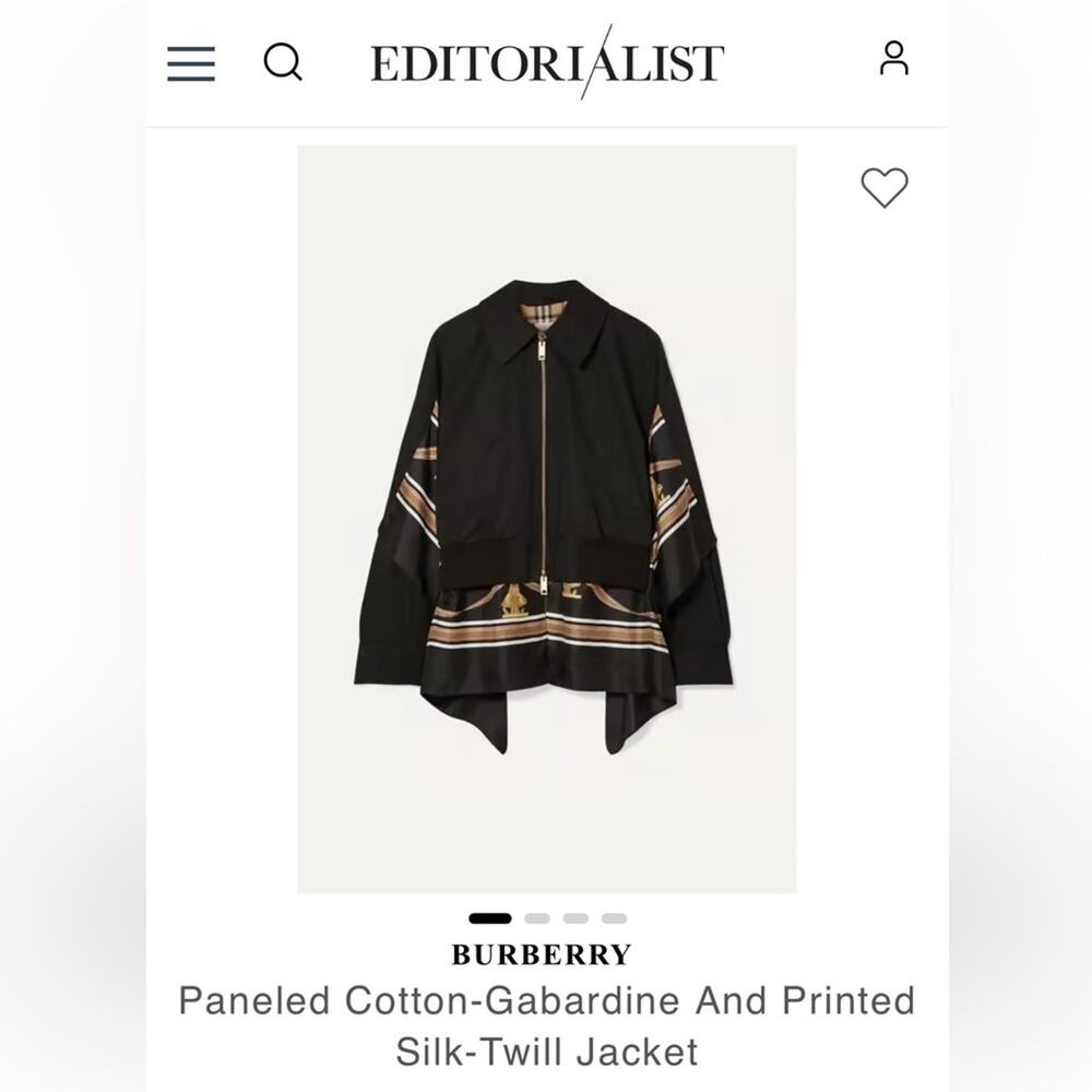 BURBERRY silk twill cotton scarf print bomber jacket - Picture 7 of 11